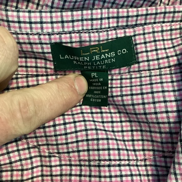 Lauren Jeans Co Ralph Lauren Petite Pink Plaid Button Down Shirt 100% Cotton PL - Picture 6 of 6